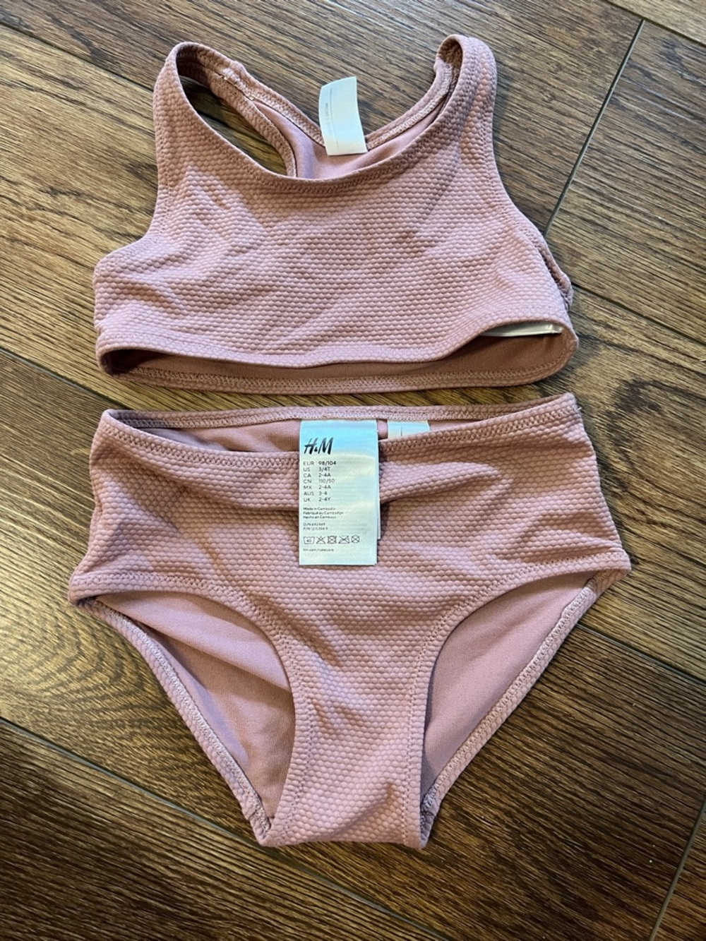 H&M Blush Textured High-Waist Two-Piece Swim Set